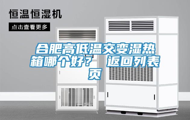 合肥高低溫交變濕熱箱哪個好？ 返回列表頁